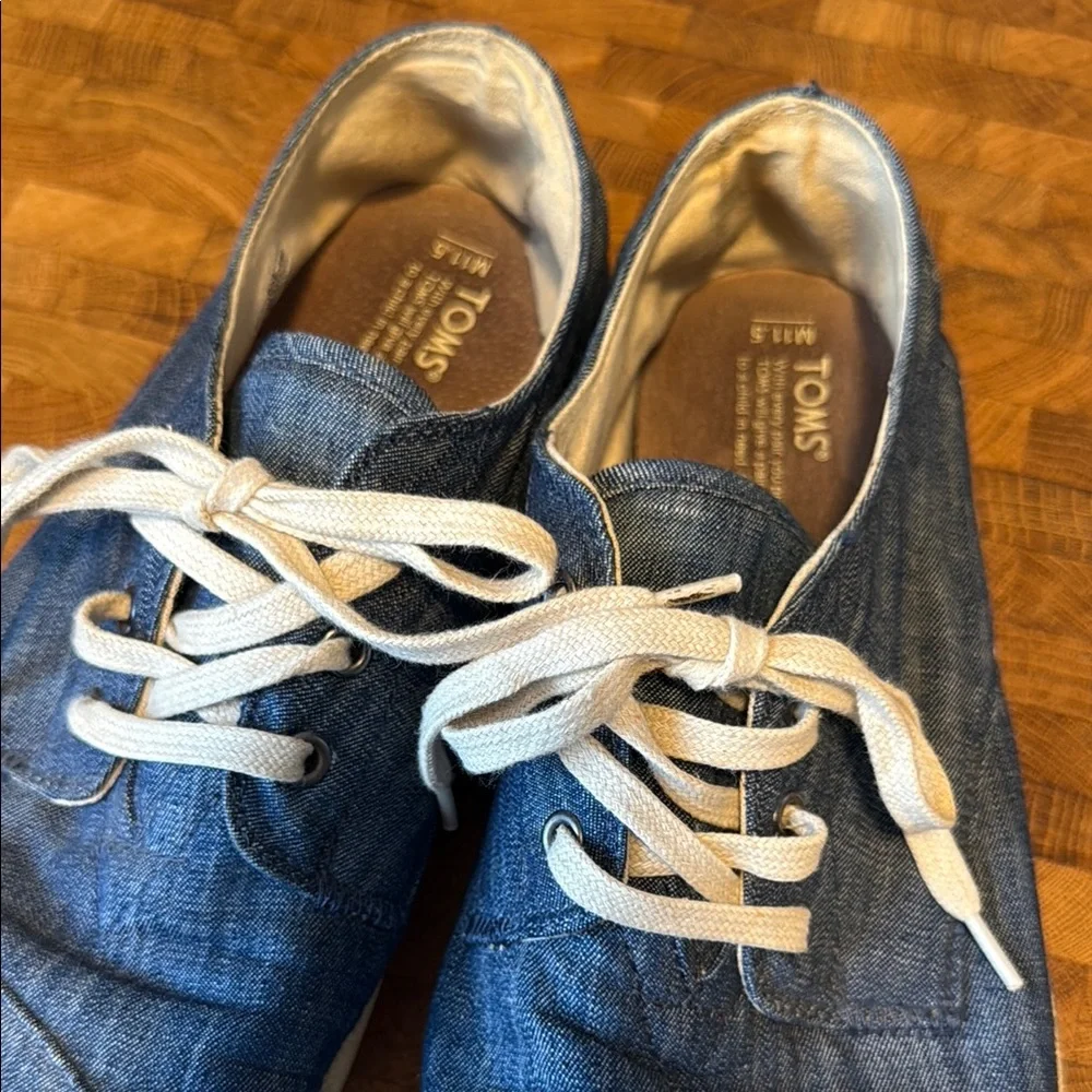 Toms Blue Denim Sneakers Casual Lace-Up - Picture 4 of 4
